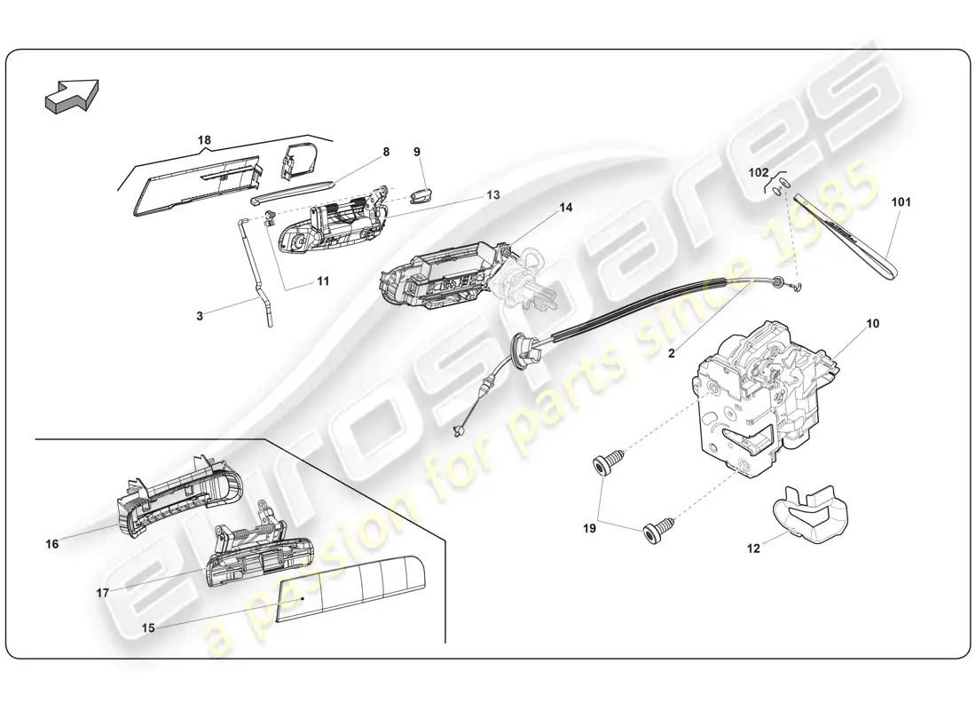 lamborghini super trofeo (2009-2014) door parts diagram