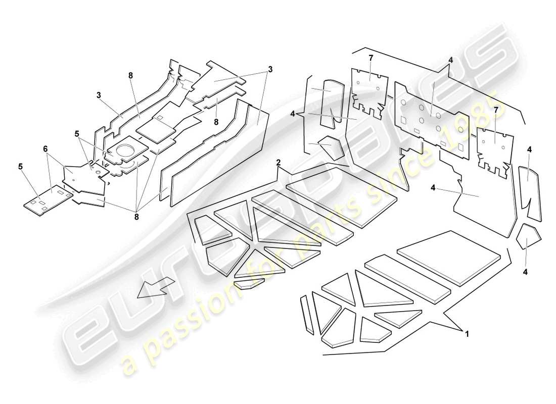 lamborghini lp640 coupe (2010) sound absorbers part diagram