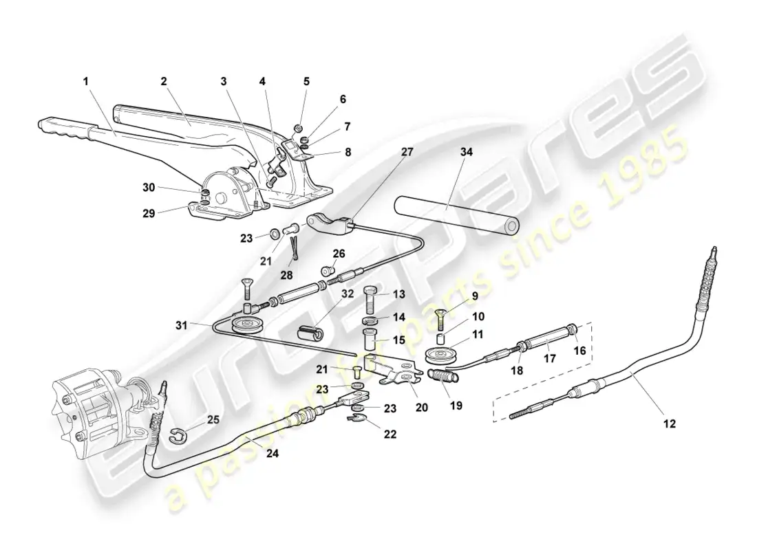 lamborghini murcielago roadster (2005) brake lever parts diagram