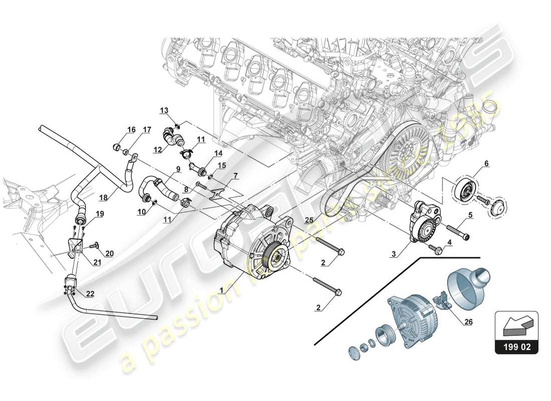 lamborghini 2017 (gt3) alternator part diagram
