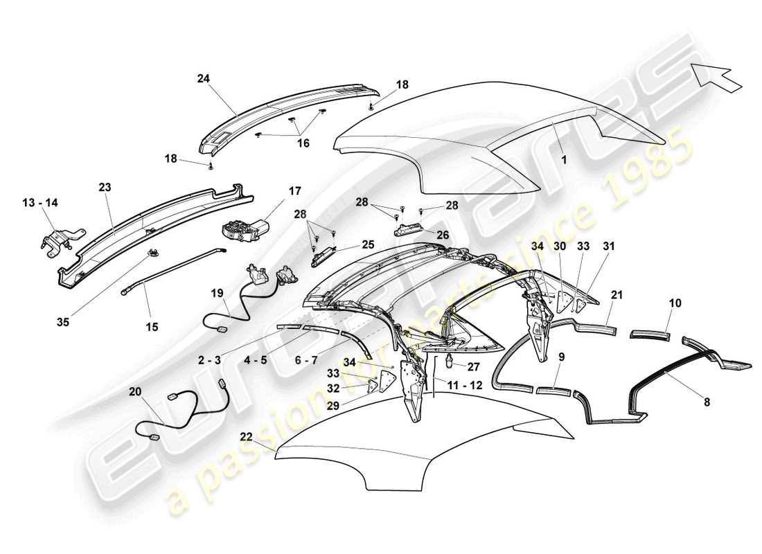 lamborghini lp550-2 spyder (2014) cover - top part diagram