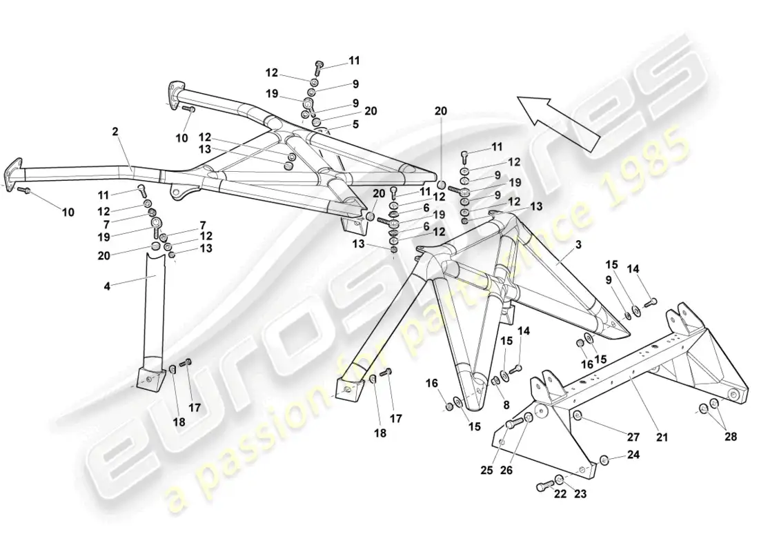 lamborghini murcielago roadster (2005) frame parts diagram