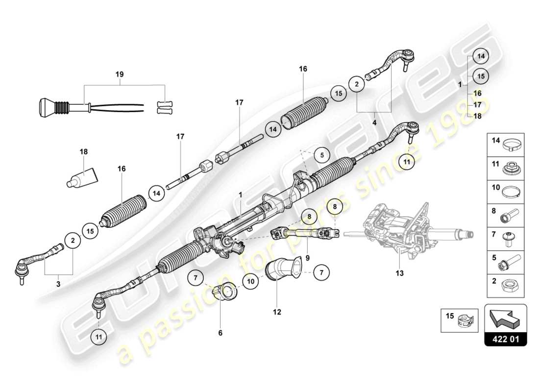 lamborghini sian roadster (2021) steering rod part diagram