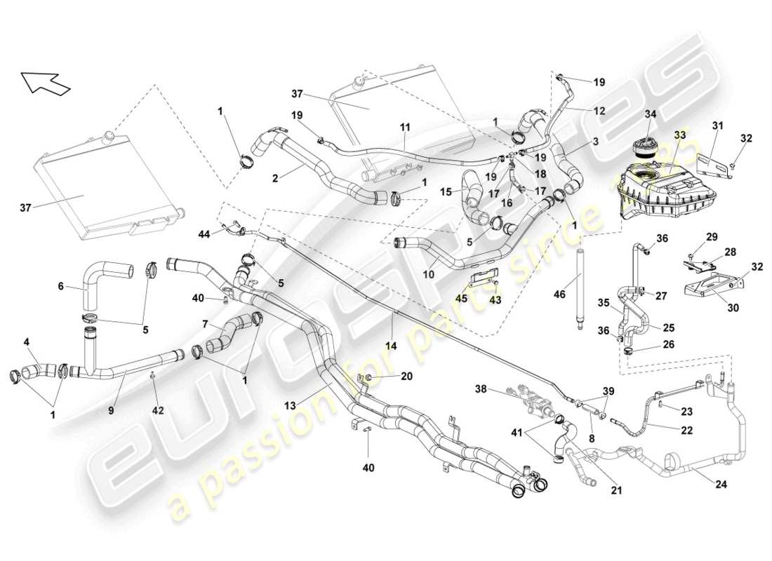 lamborghini lp570-4 spyder performante (2013) coolant cooling system part diagram