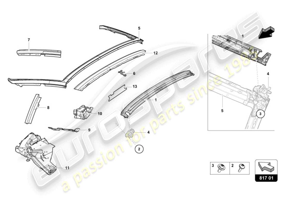 lamborghini 2024 (evo spyder) hinged window part diagram