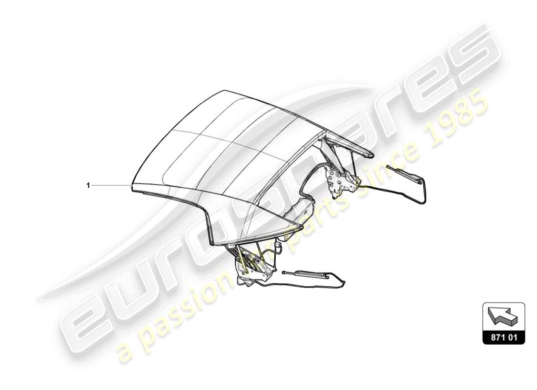 lamborghini evo spyder (2024) cabrio roof part diagram