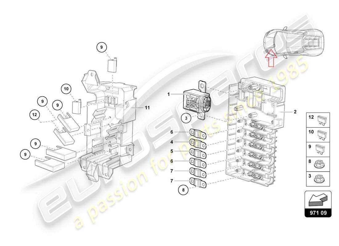 lamborghini 2024 (evo spyder) fuses part diagram