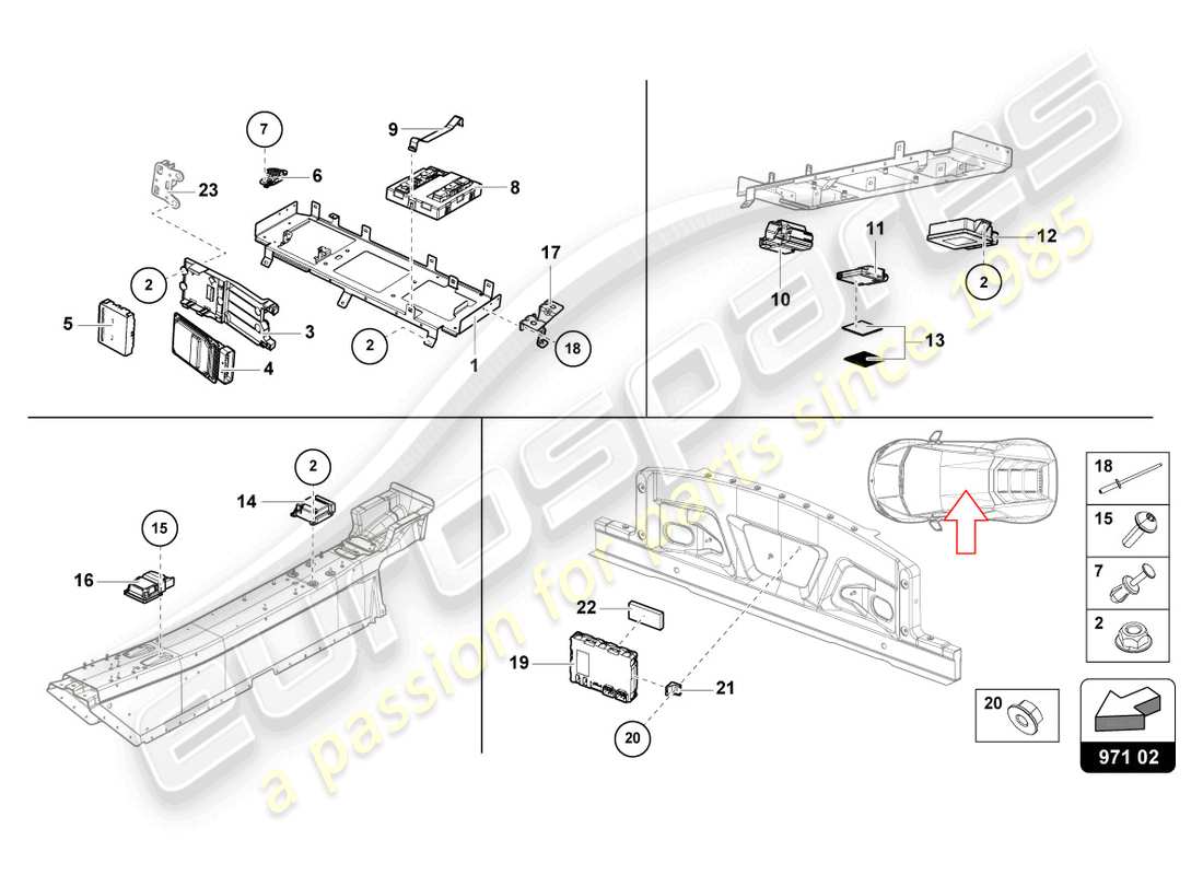 lamborghini evo spyder 2wd (2022) control unit part diagram