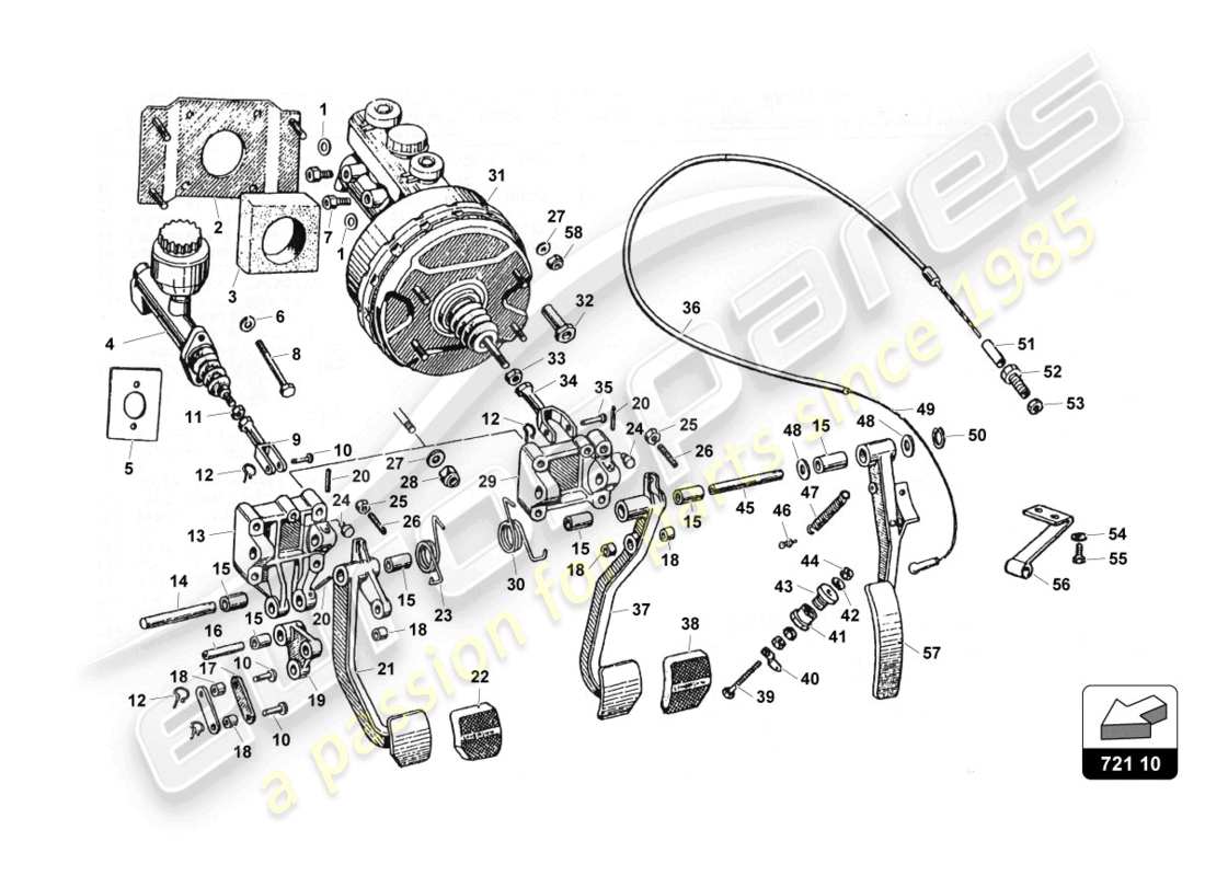 lamborghini countach 25th anniversary (1989) pedalbox assembly part diagram