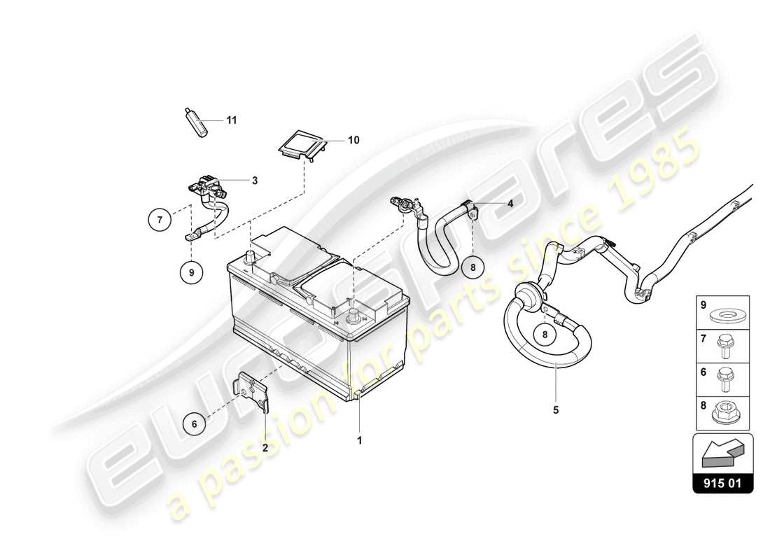 lamborghini evo spyder (2023) battery part diagram