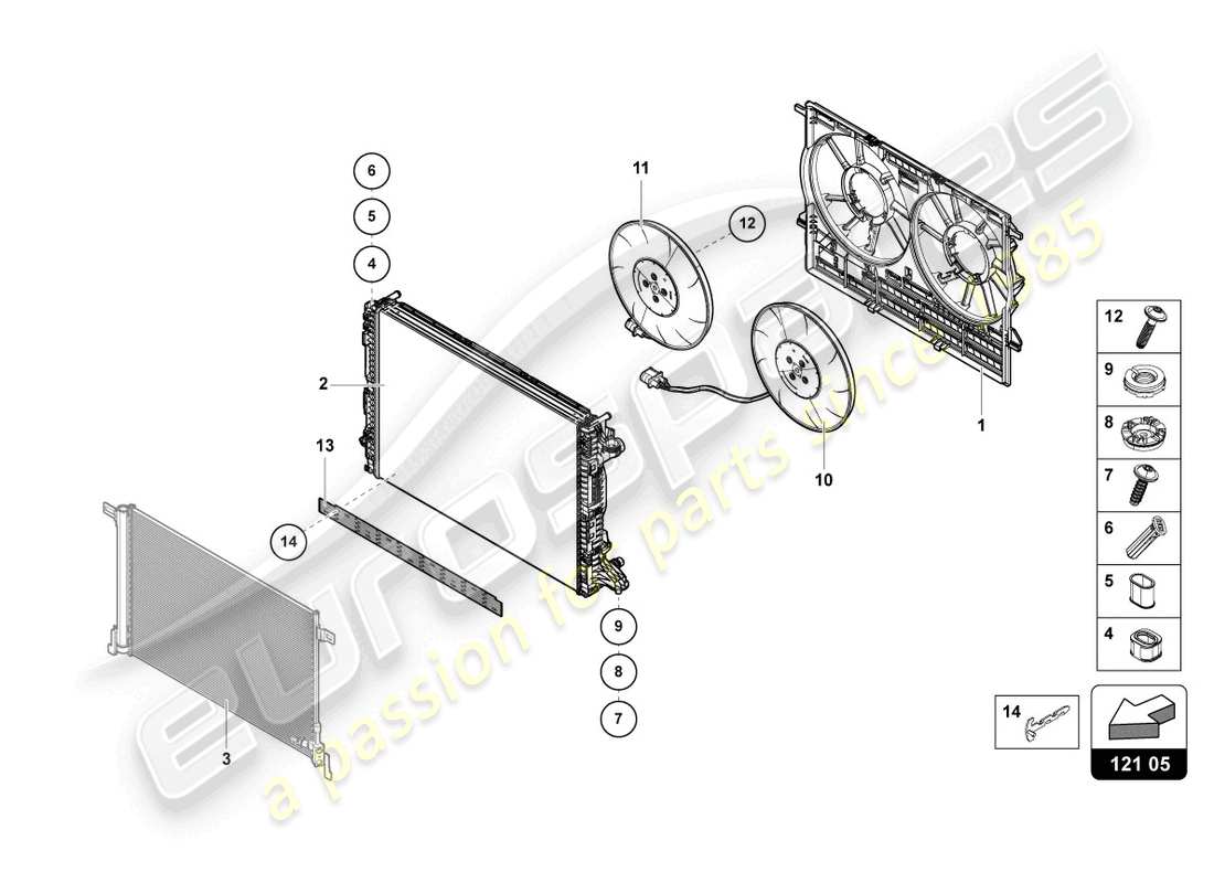 lamborghini urus performante (2024) radiator fan part diagram