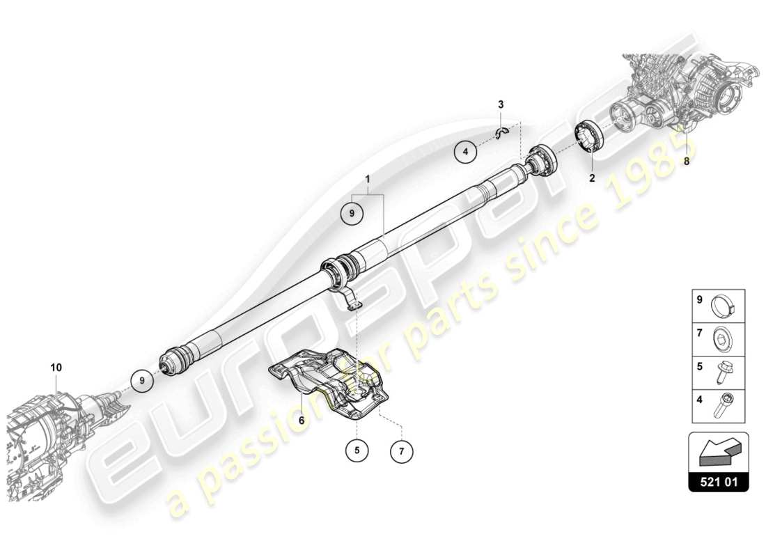lamborghini urus performante (2024) drive shaft parts diagram