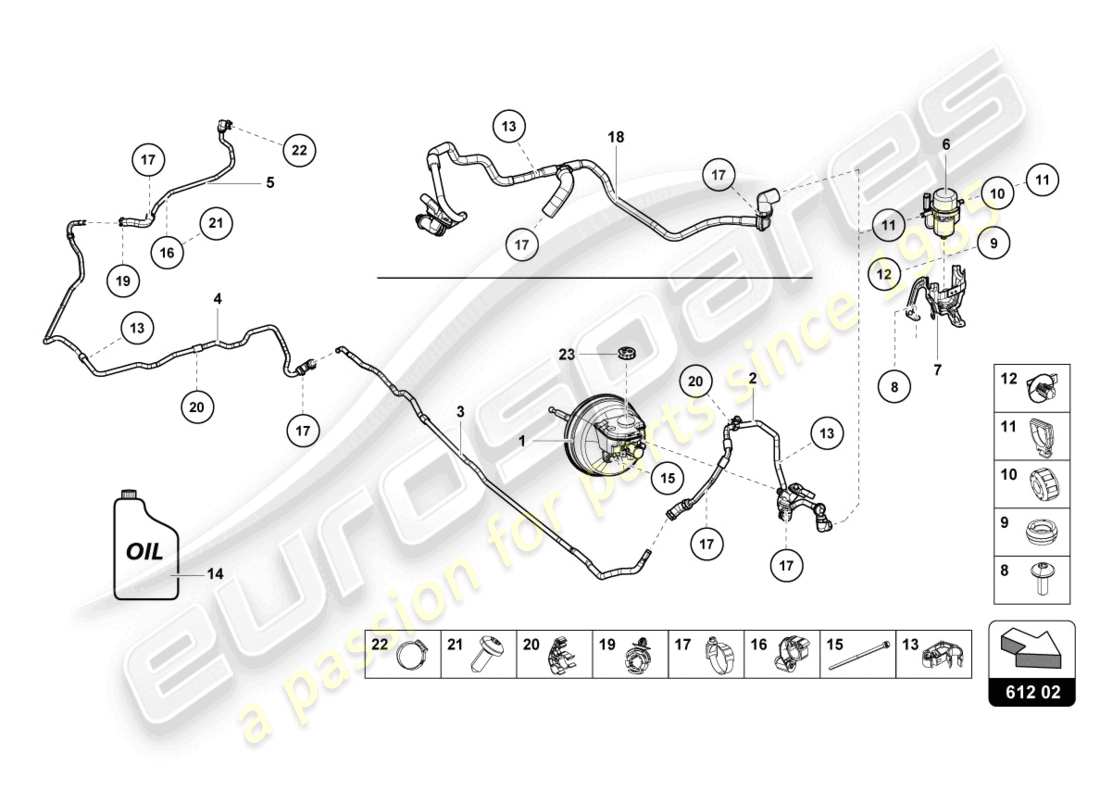 lamborghini 2023 (evo coupe 2wd) hydraulic system for brake servo part diagram