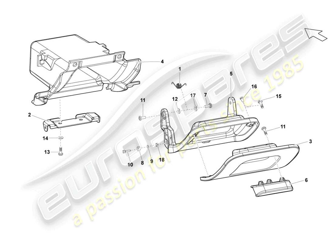 lamborghini lp560-4 coupe (2009) stowage compartment parts diagram