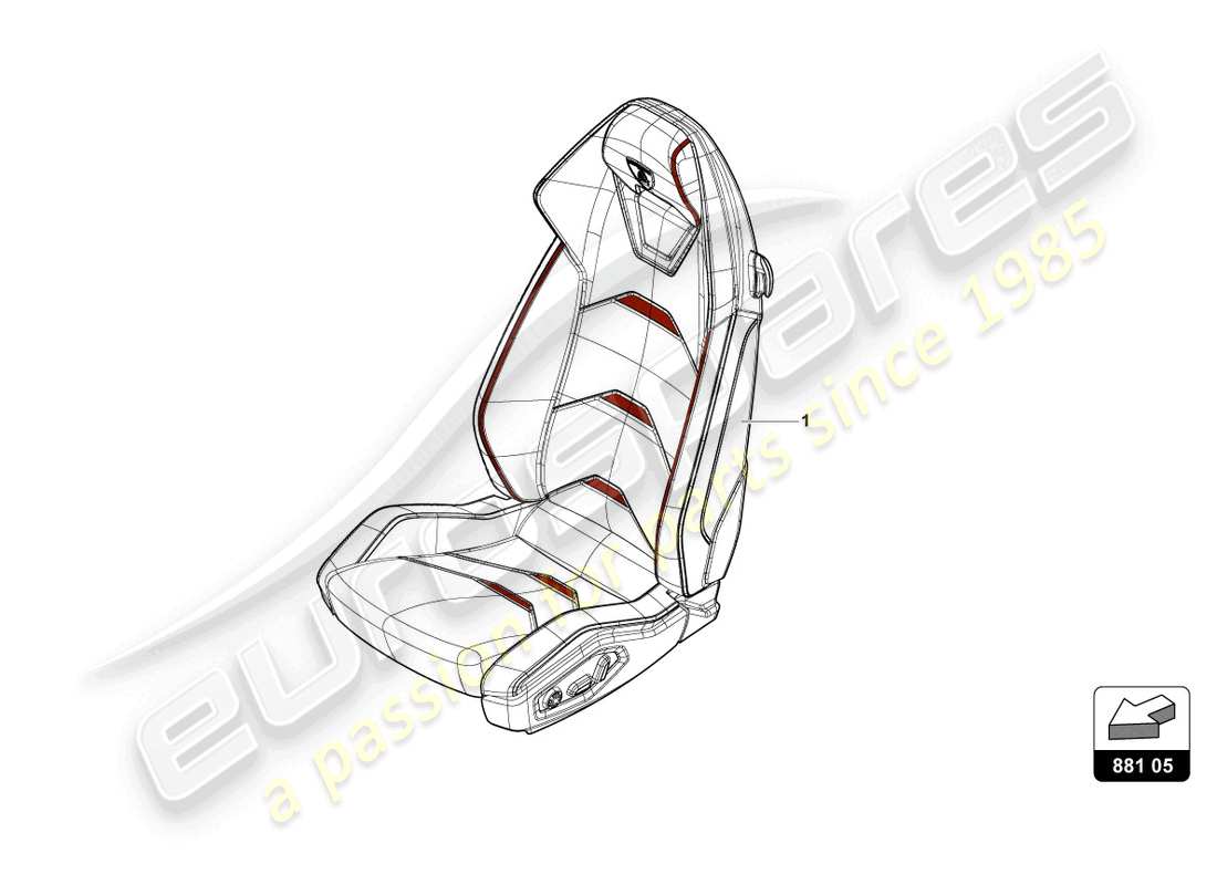 lamborghini evo coupe (2023) seat 'evo trim' part diagram