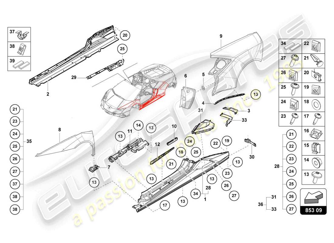 lamborghini 2021 (sto) lower external side member for wheel housing part diagram