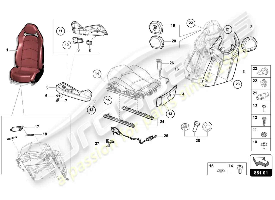 lamborghini lp720-4 coupe 50 (2014) comfort seat parts diagram