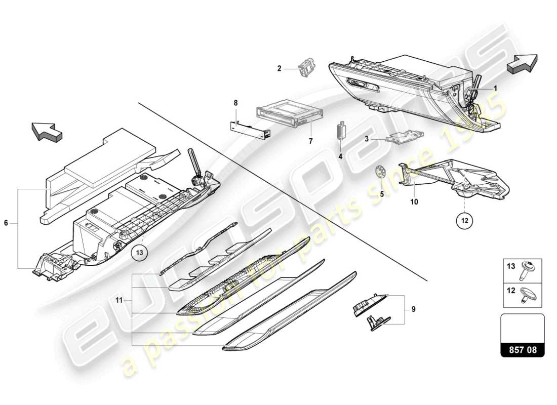 lamborghini urus (2019) glove box part diagram