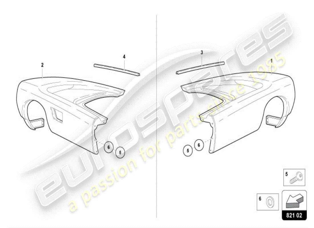 lamborghini diablo vt (1995) wing protector rear part diagram