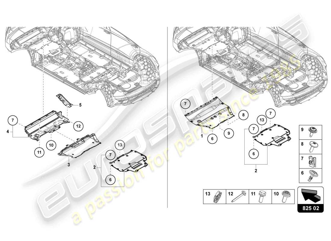 lamborghini urus (2019) underbody trim part diagram