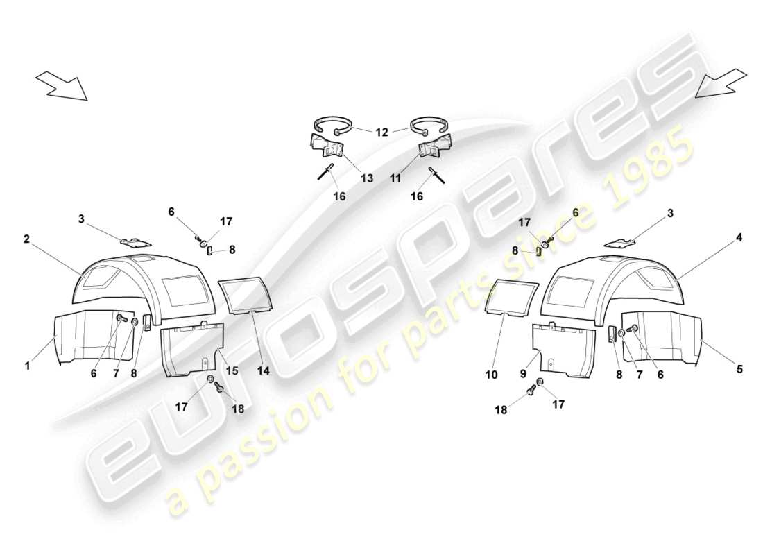 lamborghini lp640 roadster (2008) wheel housing liner front part diagram