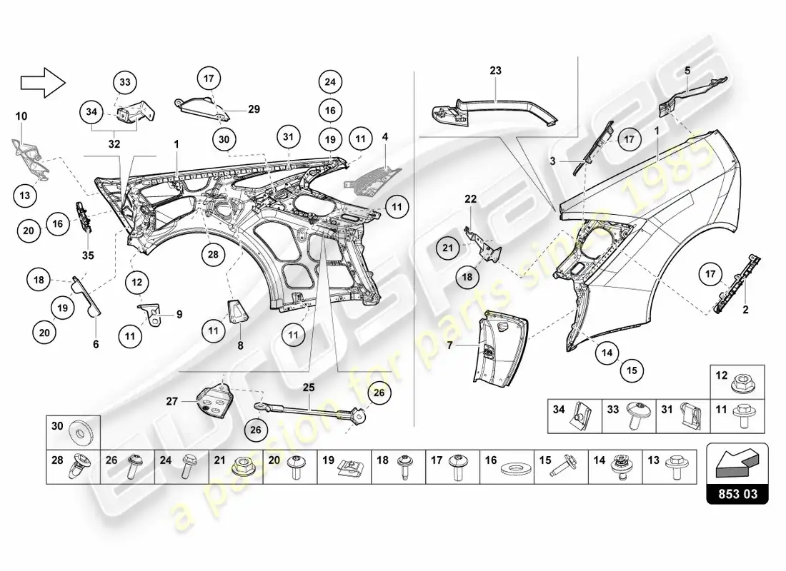lamborghini lp600-4 zhong coupe (2016) wing parts diagram