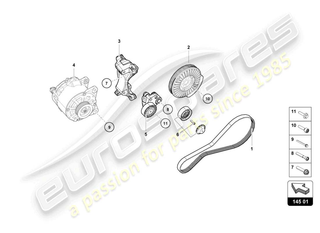 lamborghini evo spyder (2023) individual parts for 3-phase alternator part diagram