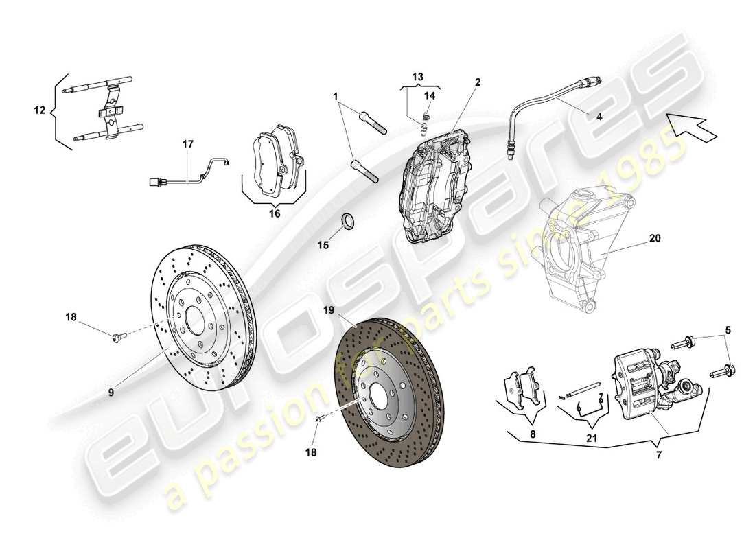 lamborghini lp560-4 coupe (2009) disc brake rear parts diagram