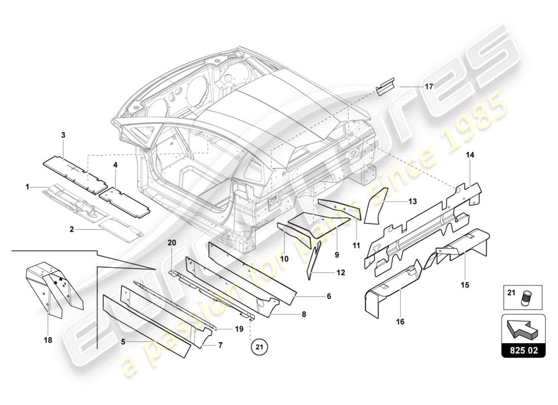 lamborghini lp770-4 svj coupe (2022) damper for tunnel part diagram