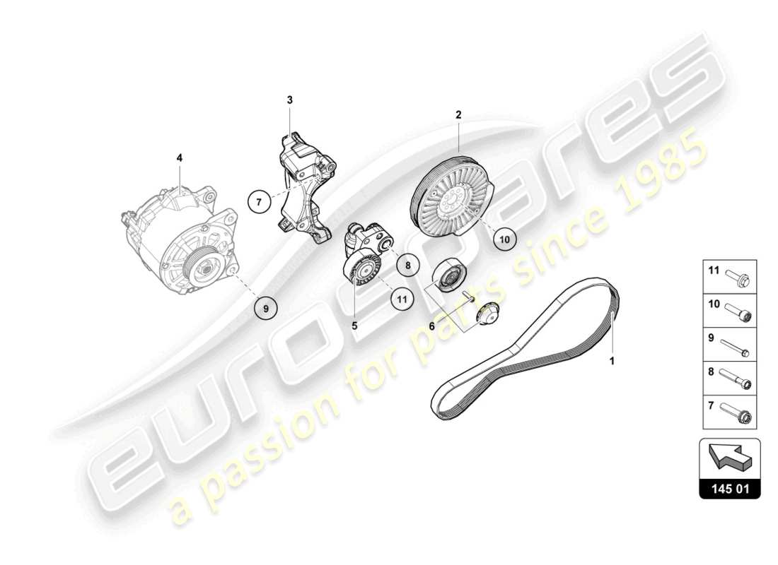 lamborghini evo coupe (2023) individual parts for 3-phase alternator part diagram