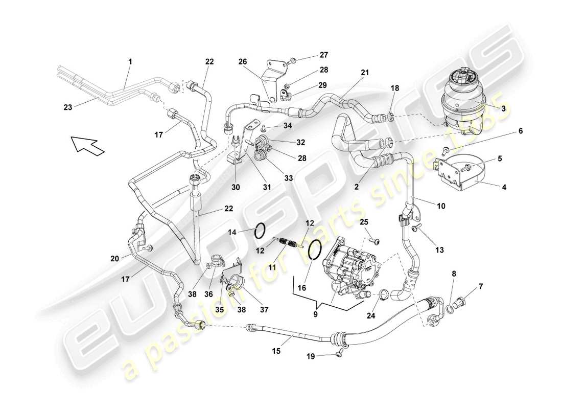 lamborghini lp560-4 coupe fl ii (2014) hydraulic system for steering system part diagram