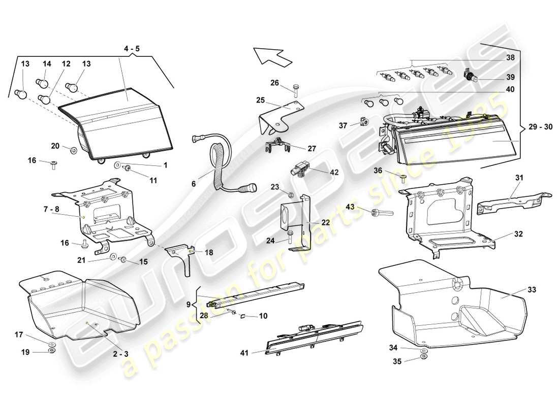 lamborghini gallardo coupe (2004) tail light part diagram