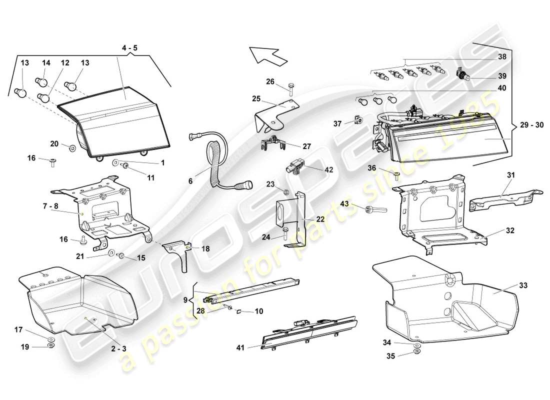 lamborghini gallardo coupe (2004) tail light parts diagram