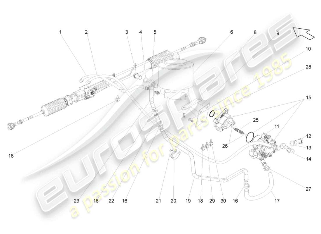 lamborghini gallardo coupe (2004) steering gear parts diagram