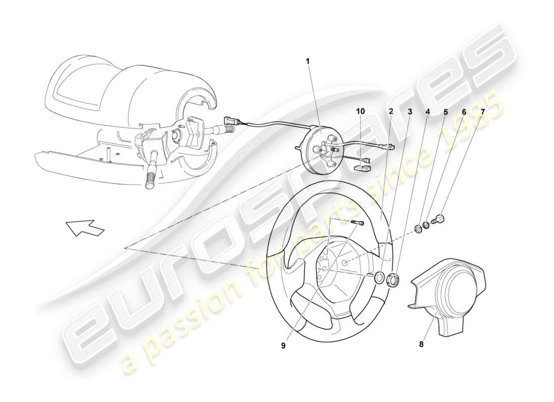 lamborghini lp640 coupe (2010) steering wheel part diagram