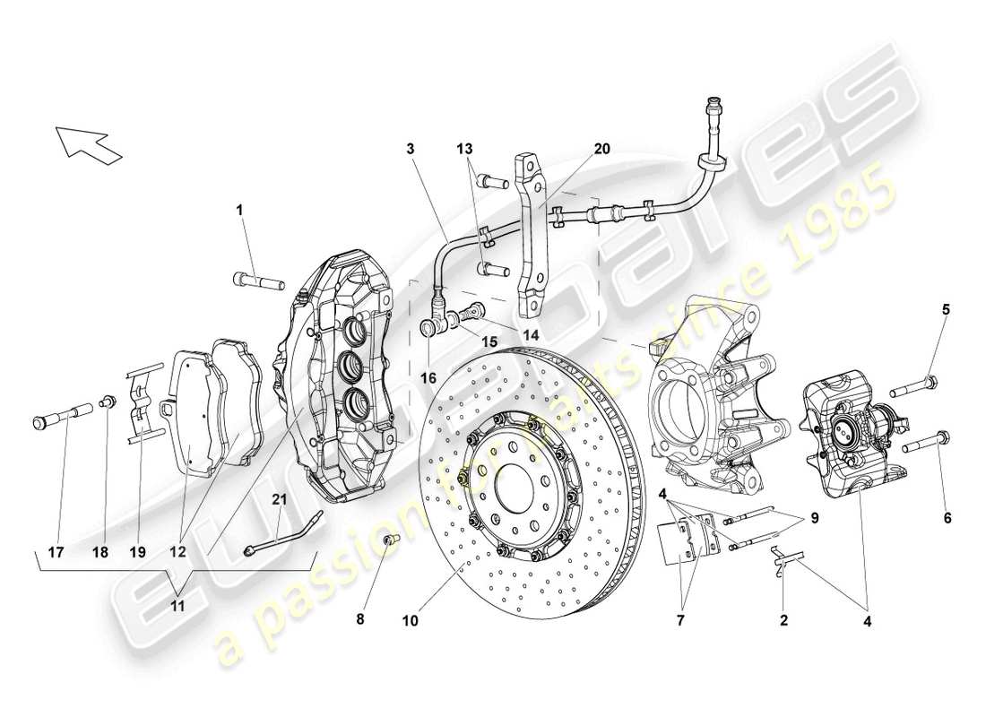 lamborghini lp640 coupe (2010) disc brake rear parts diagram