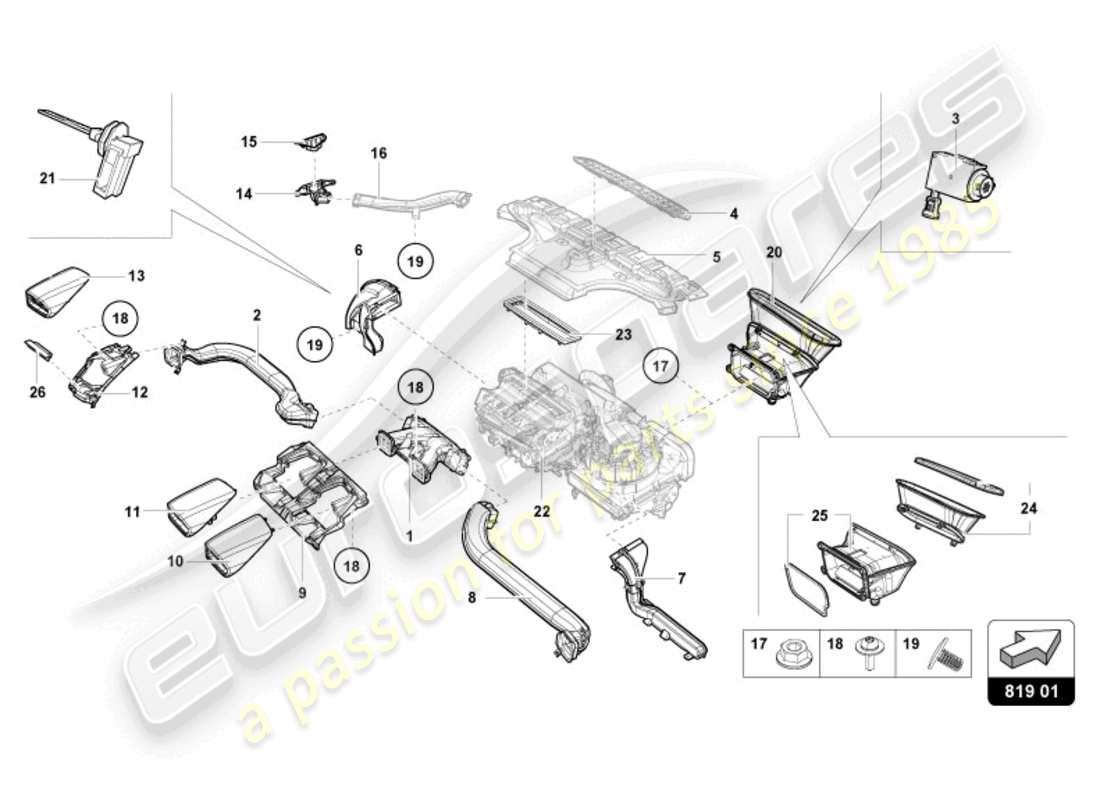 lamborghini evo spyder (2024) air vent part diagram