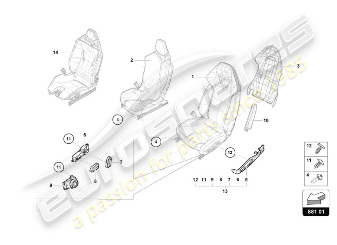 lamborghini tecnica (2023) seat part diagram