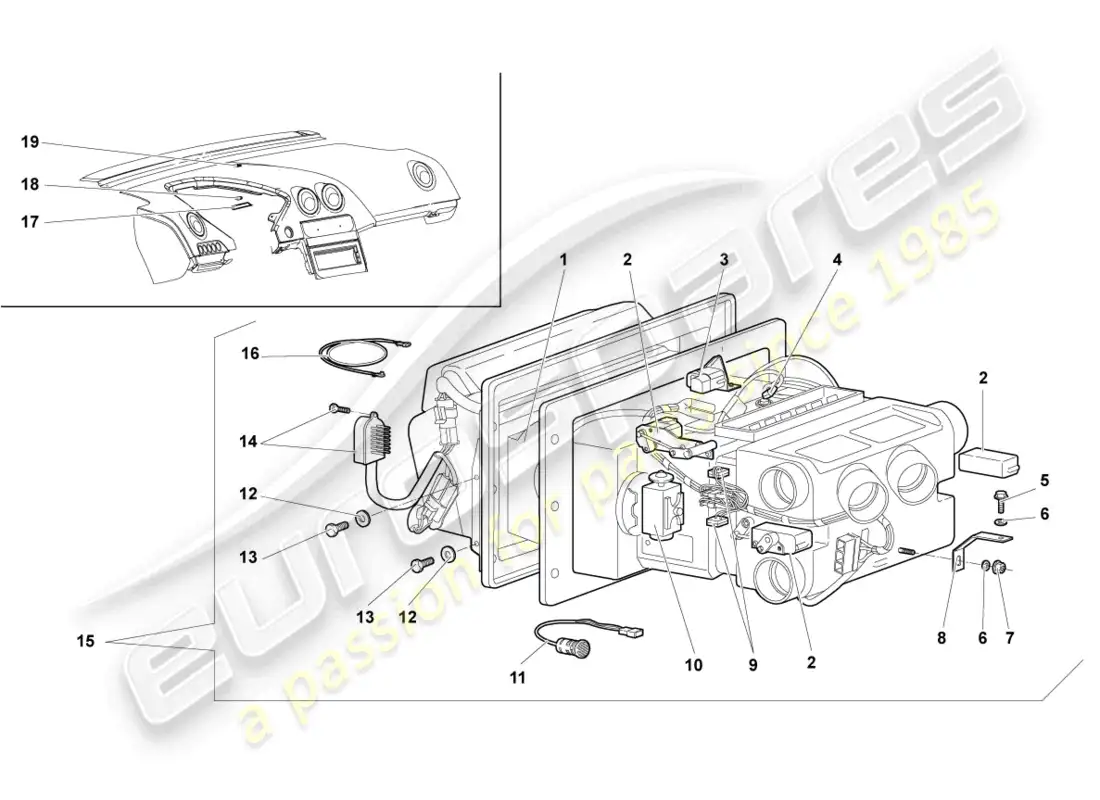 lamborghini murcielago roadster (2005) air conditioning lhd parts diagram