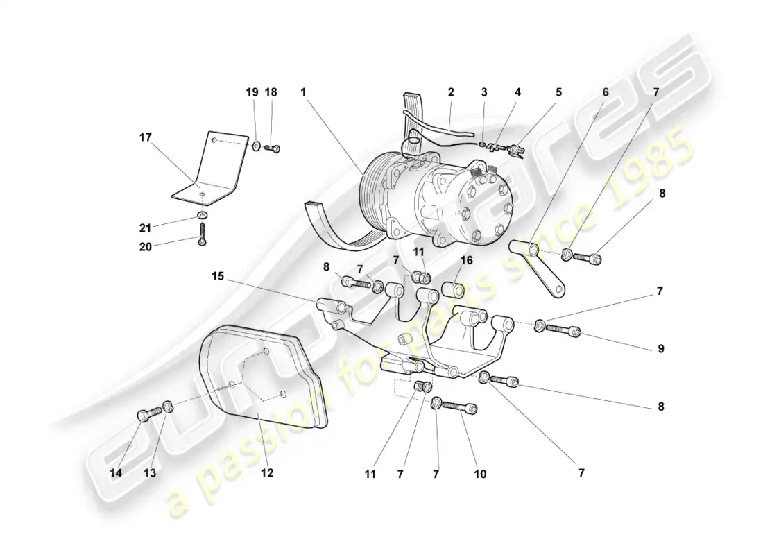 lamborghini murcielago roadster (2005) a/c compressor parts diagram