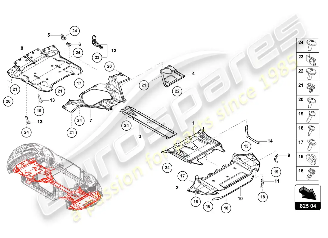 lamborghini evo coupe 2wd (2020) trim panel for frame lower section parts diagram