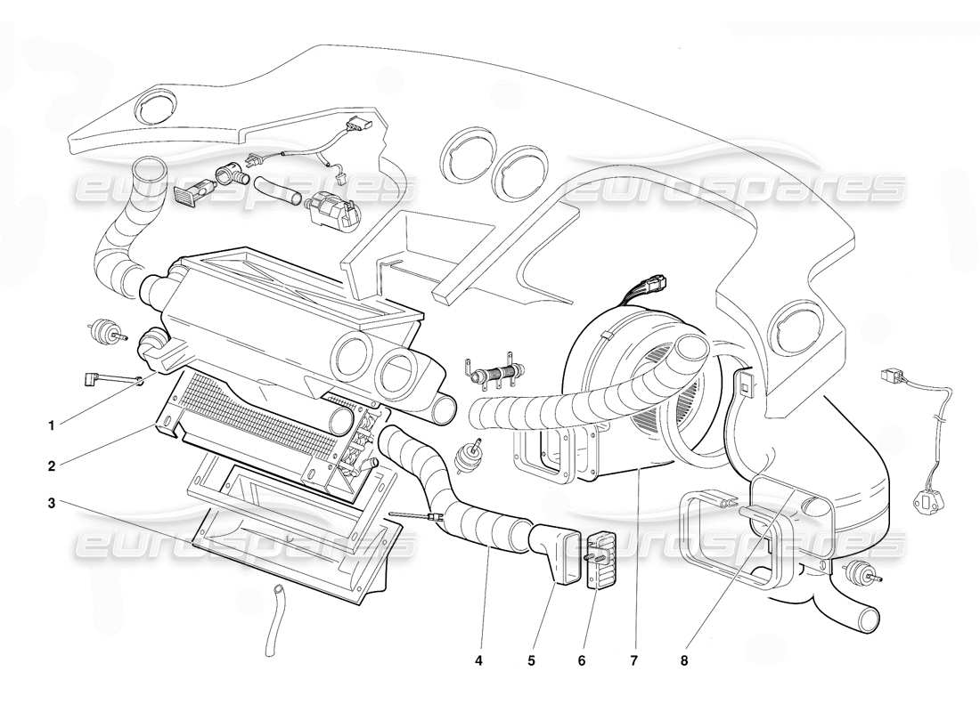 lamborghini diablo (1991) climate control (valid for gb version - october 1991) parts diagram