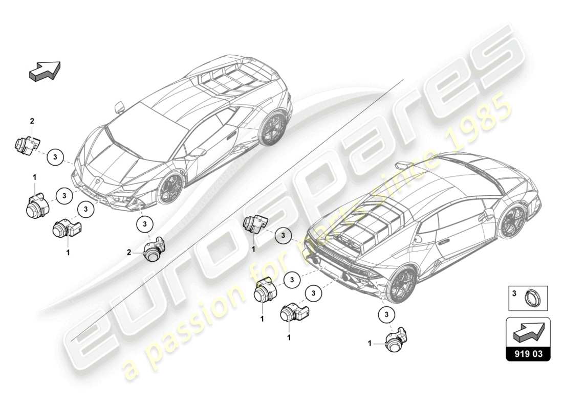 lamborghini evo spyder 2wd (2022) parking aid part diagram