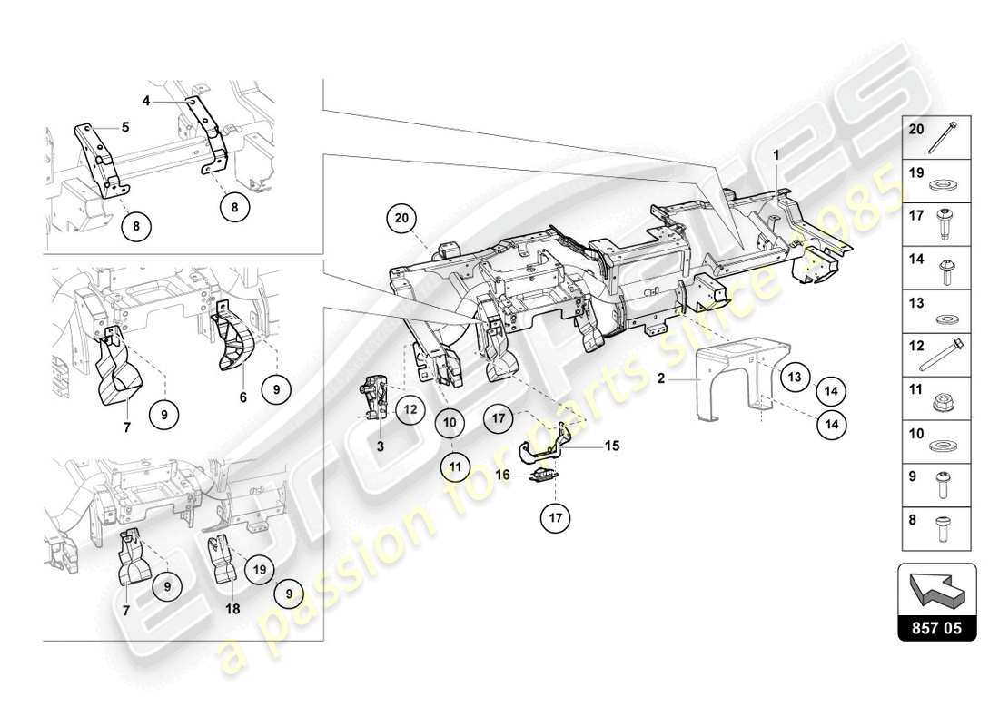 lamborghini 2022 (lp770-4 svj roadster) cross member parts diagram