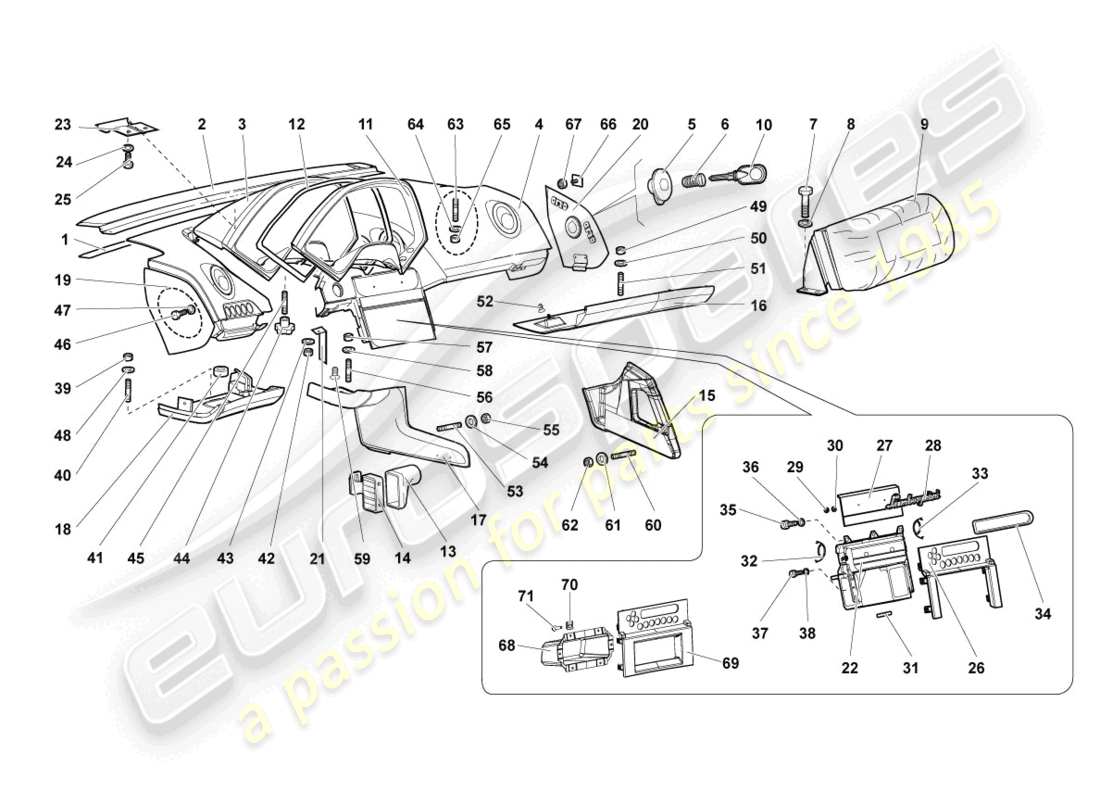 lamborghini lp640 coupe (2010) dashboard part diagram