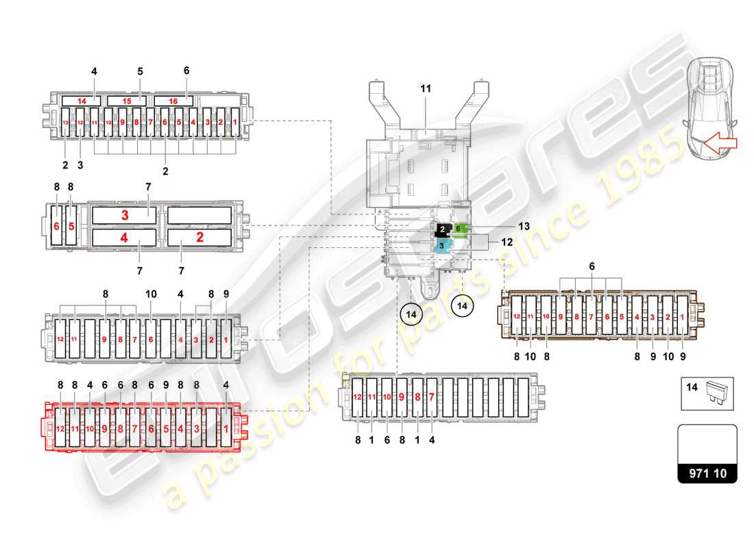 lamborghini 2023 (tecnica) fuses passenger side part diagram