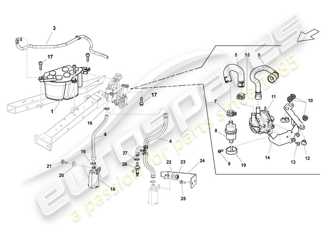 lamborghini lp560-4 coupe fl ii (2014) activated carbon filter system part diagram