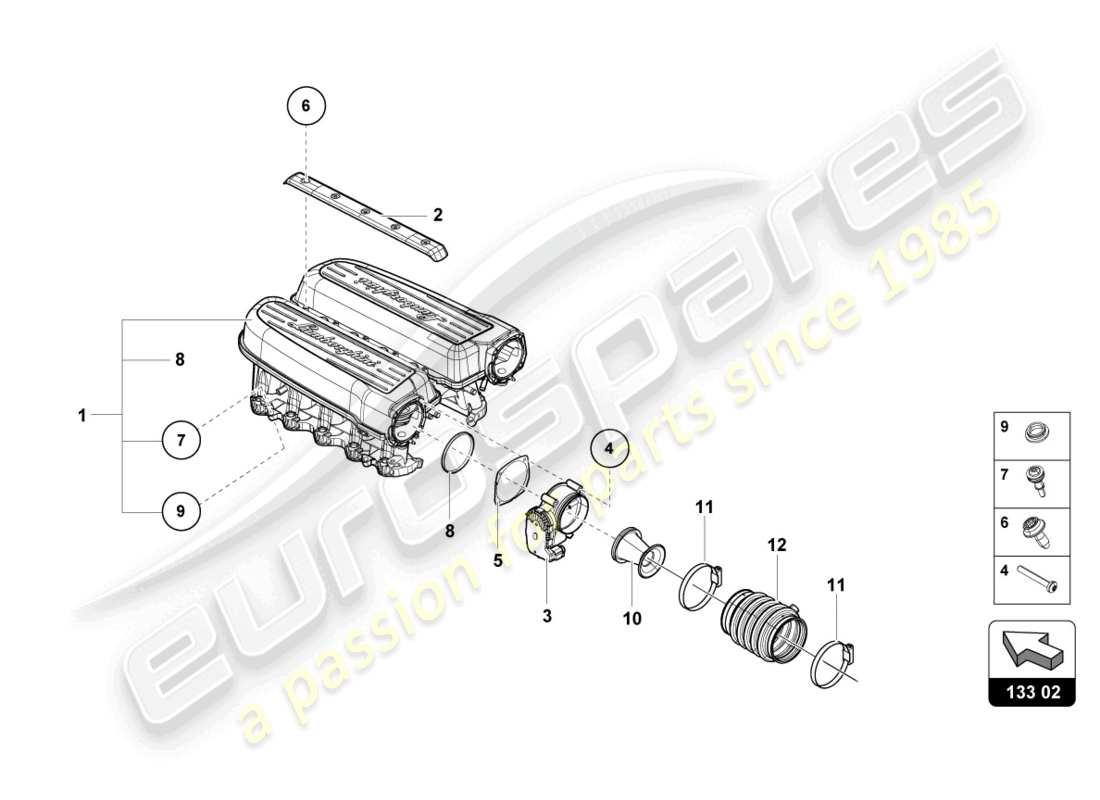 lamborghini super trofeo (2015) air intake system part diagram