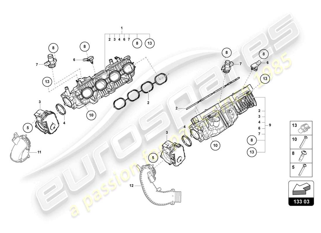 lamborghini urus s (2023) intake manifold part diagram