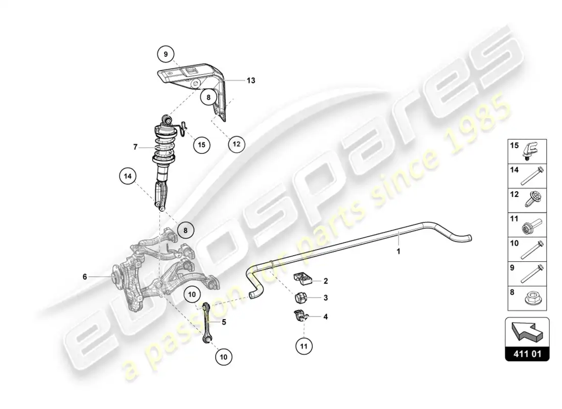 lamborghini evo coupe 2wd (2020) shock absorbers parts diagram